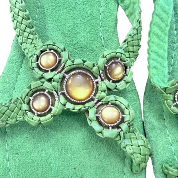 🎉SALE🎉 Chunky Platform Wedge Sandals Braided‎ Straps Stone Accents 8 Party - Picture 4 of 9